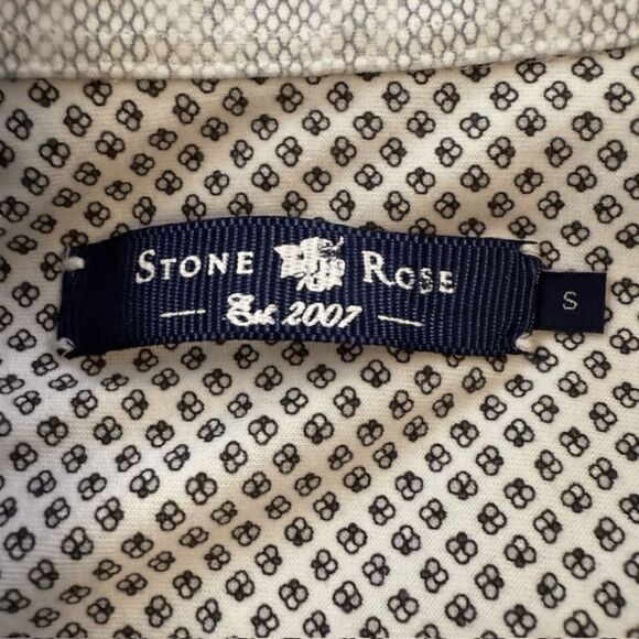 Stone Rose Men's Floral High Low Hem‎ Button Down Shirt White Gray Size Small - Picture 3 of 7